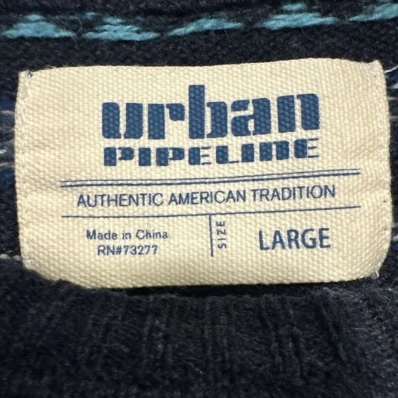 Urban Pipeline Fair Isle crew neck Knit Sweatshirt Sweater Size Large Retro - Picture 4 of 4